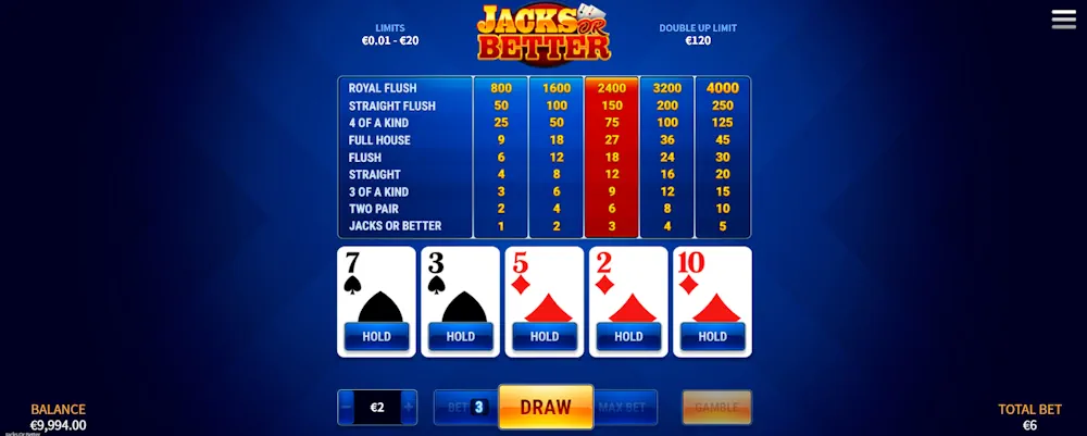 Jacks or Better Gameplay Screenshot